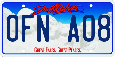 SD license plate 0FNA08