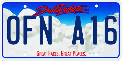 SD license plate 0FNA16