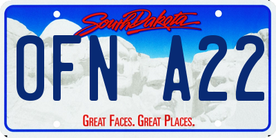 SD license plate 0FNA22
