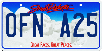 SD license plate 0FNA25