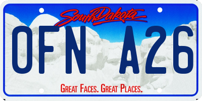 SD license plate 0FNA26