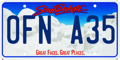 SD license plate 0FNA35