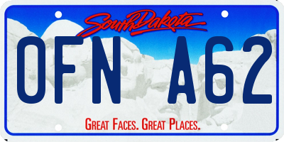 SD license plate 0FNA62