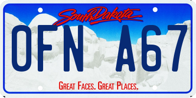SD license plate 0FNA67