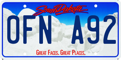 SD license plate 0FNA92