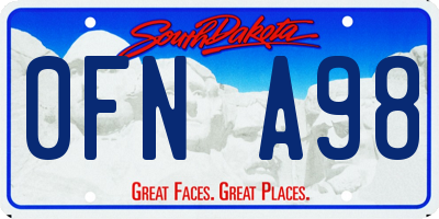 SD license plate 0FNA98