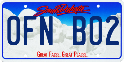 SD license plate 0FNB02