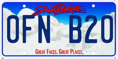 SD license plate 0FNB20
