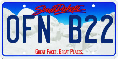 SD license plate 0FNB22