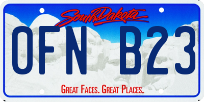 SD license plate 0FNB23
