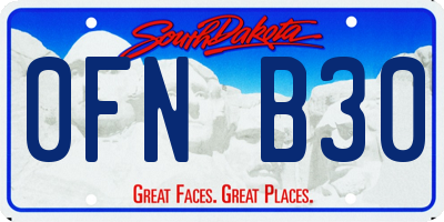 SD license plate 0FNB30