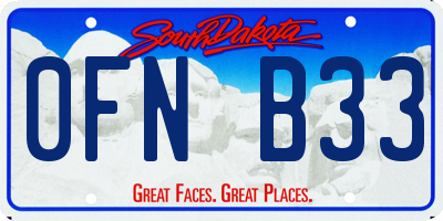 SD license plate 0FNB33