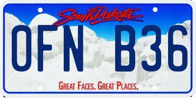 SD license plate 0FNB36