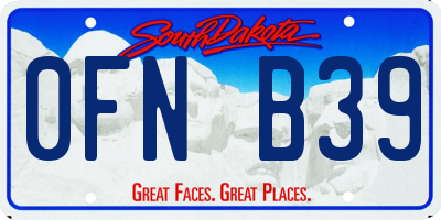 SD license plate 0FNB39