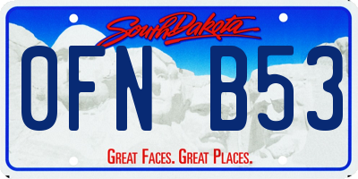 SD license plate 0FNB53