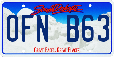 SD license plate 0FNB63