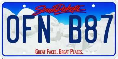 SD license plate 0FNB87