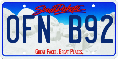 SD license plate 0FNB92