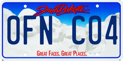 SD license plate 0FNC04