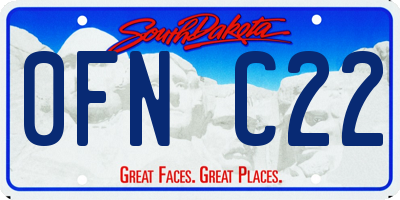 SD license plate 0FNC22