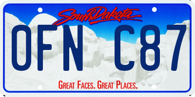 SD license plate 0FNC87