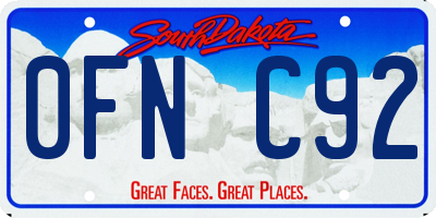 SD license plate 0FNC92