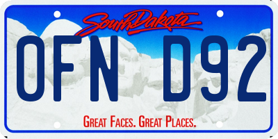 SD license plate 0FND92
