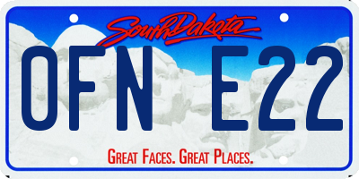 SD license plate 0FNE22