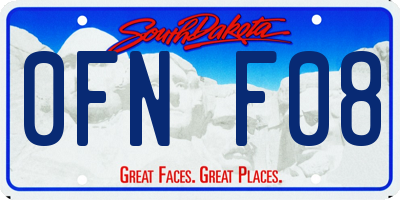 SD license plate 0FNF08