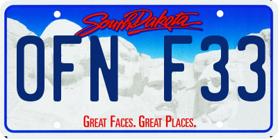 SD license plate 0FNF33