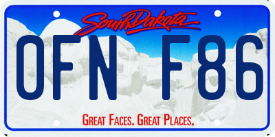 SD license plate 0FNF86