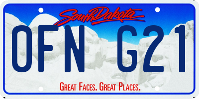 SD license plate 0FNG21