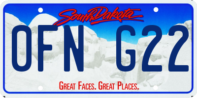 SD license plate 0FNG22