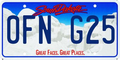 SD license plate 0FNG25