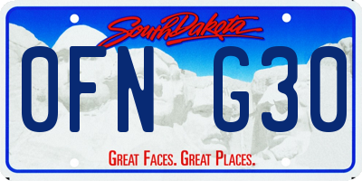 SD license plate 0FNG30