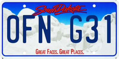 SD license plate 0FNG31