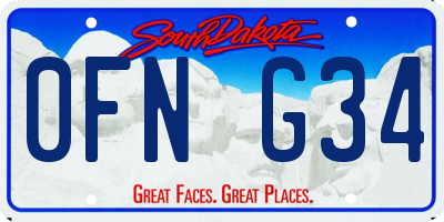 SD license plate 0FNG34