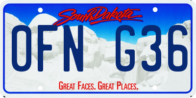 SD license plate 0FNG36