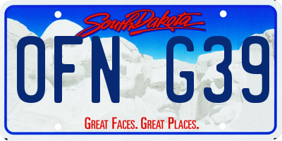 SD license plate 0FNG39