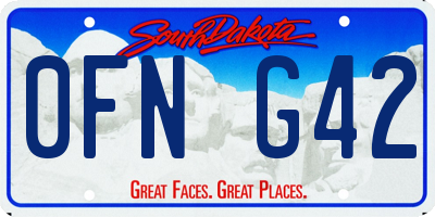 SD license plate 0FNG42