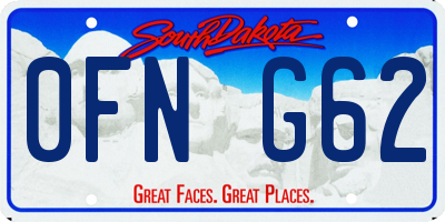 SD license plate 0FNG62
