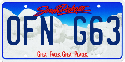 SD license plate 0FNG63