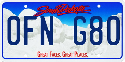 SD license plate 0FNG80