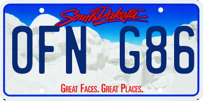 SD license plate 0FNG86