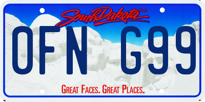 SD license plate 0FNG99