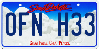 SD license plate 0FNH33