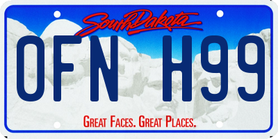 SD license plate 0FNH99