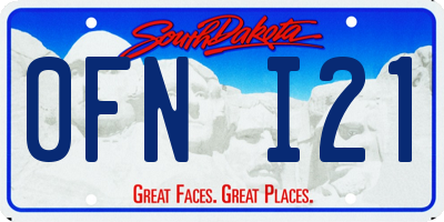 SD license plate 0FNI21