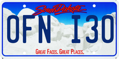 SD license plate 0FNI30