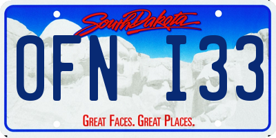 SD license plate 0FNI33